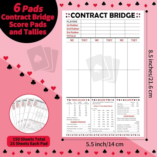 150 Sheets Large Contract Bridge Score Pad and Tallies (150 Count)