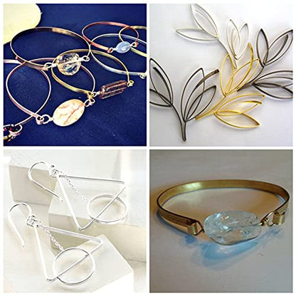 65Ft 4 Colors Aluminum Flat Wire 3mm Wide Bendable Metal Craft Wire Strip 18 Gauge with Side Cutting Plier for Bezel Sculpting Armature Jewelry Making Gem Metal Wrap