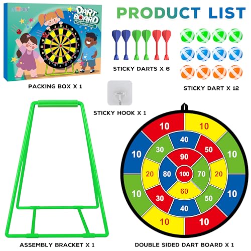 Large Dart Board for Kids with Stand (18 Count)