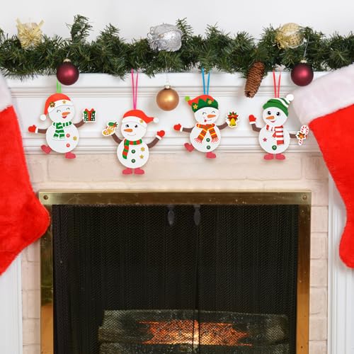 12 Pack Snowman Craft Kits for Kids Make You Own Snowman Foam Stickers Ornament DIY Christmas Arts and Crafts for Chirstmas Party Supplies Winter Christmas Tree Decoration (12 Count)