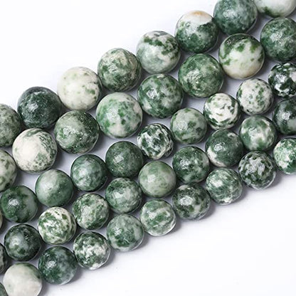 60pcs 6mm Natural Green Spot Stone Stone Beads for Jewelry Making Loose Spacer Round Beads DIY Bracelets Necklaces 15"