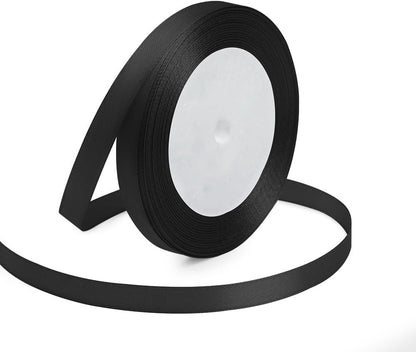 KMER LIFE 3/8 Inches x 25 Yards Black Satin Ribbon Solid Fabric Ribbons for Crafts, Wedding Decor, DIY Hair Accessories, Sewing, Gift Package Wrapping, Valentine's Day Bouquet and More - Crafty Corner