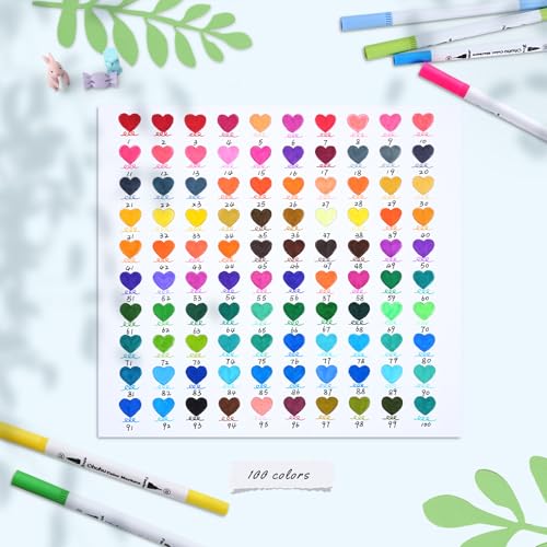Adult Coloring Book Markers 100 Color Dual Tip Water (100 Count)
