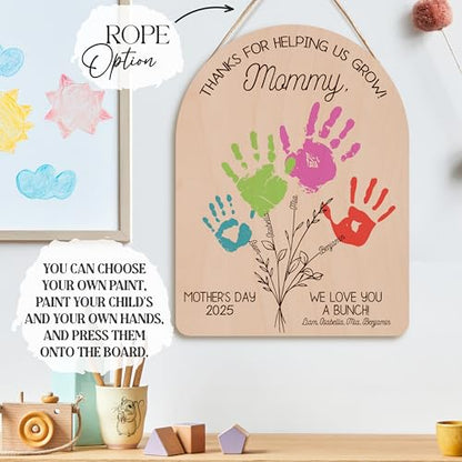 Personalized Handprint Wood Sign for Mom