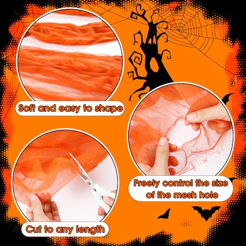 Halloween Cheese cloth 39.37 x 393.7 Inch Orange Cheesecloth Roll for Crafts Large Cotton Muslin Gauze Fabric for Halloween Outdoor & Indoor Spooky Decoration