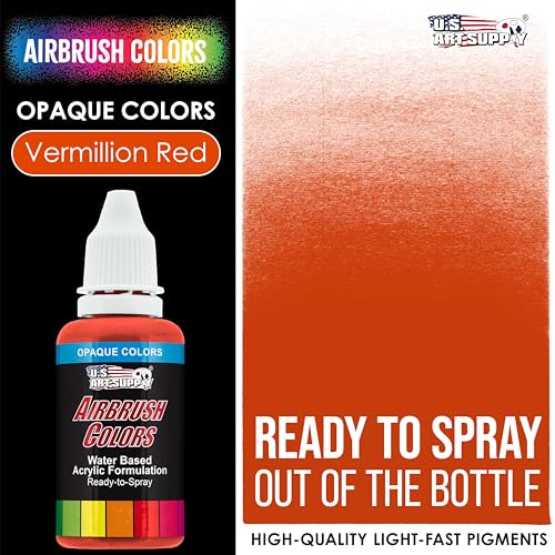 Opaque Vermillion Red Acrylic Airbrush Paint