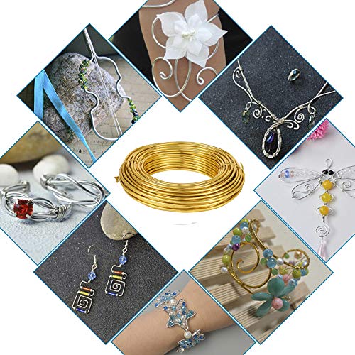 32.8 Feet 5mm Gold Aluminum Wire Bendable Metal Craft Wire for Beading Sculpting Jewelry Making (32.8 Foot)