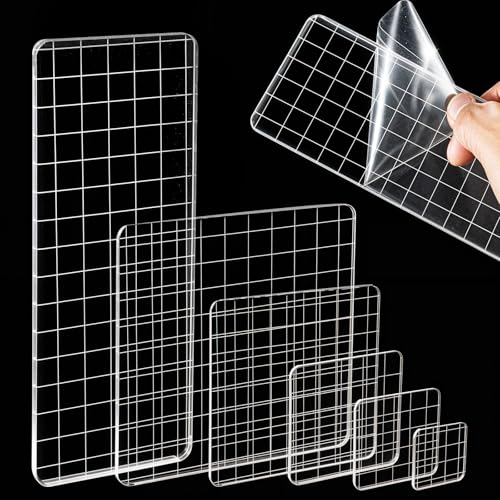 6PCS Acrylic Stamp Block with Grid Lines (6 Count)