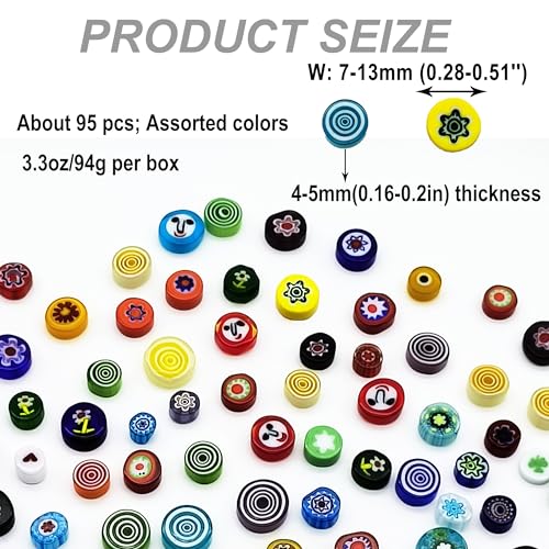 Flat Glass Millefiori for Mosaic Making Supplies (95 Count)