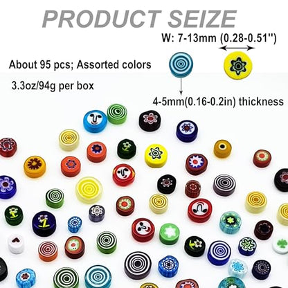 Flat Glass Millefiori for Mosaic Making Supplies (95 Count)