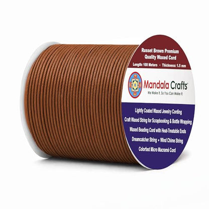 1.5mm Russet Brown Waxed Cord (327 Foot)