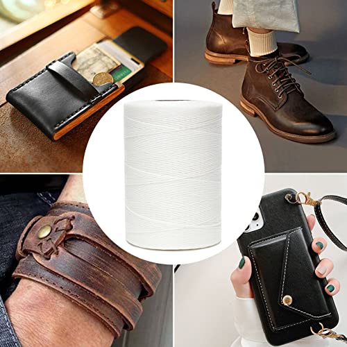 Waxed Thread 852Yards 150D 0.8mm Flat Polyester Wax Thread for Hand Sewing Leather Craft DIY Projects Shoes Repair Book Binding