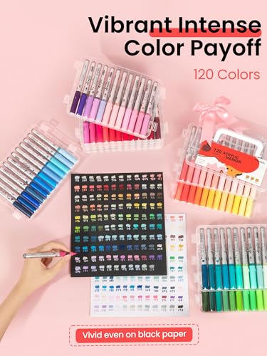 120 Color Acrylic Paint Markers (120 Count)
