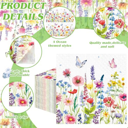 100 Pieces Summer Flower Cocktail Napkins 2 (100 Count)