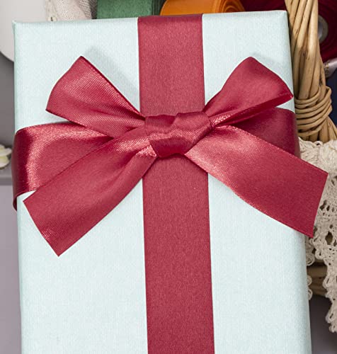 1 Inch Dark Red Solid Satin Ribbon for Gift Wrapping