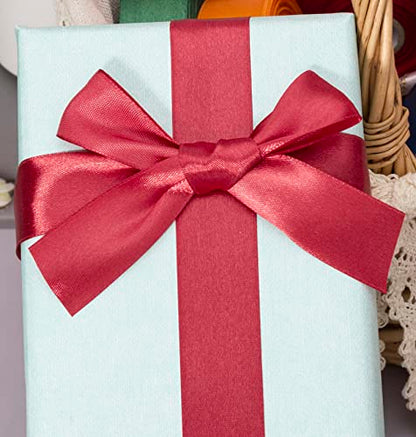 1 Inch Dark Red Solid Satin Ribbon for Gift Wrapping