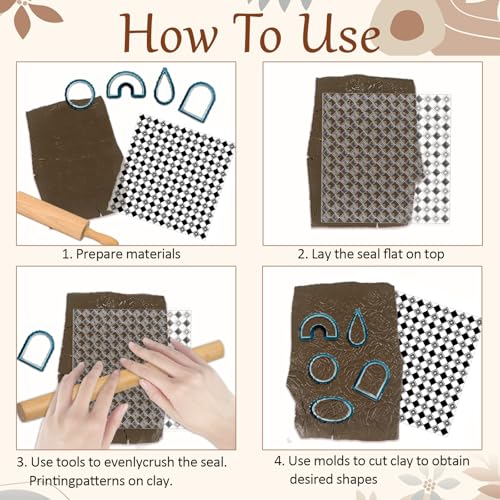 Daily Simple Plaid Style Polymer Clay Texture Sheets Geometric Pattern Silicone Texture Stamp Clay Texture Mat Modeling Pattern Pad Sheets for Jewelry and Earrings Tools
