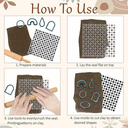 Daily Simple Plaid Style Polymer Clay Texture Sheets Geometric Pattern Silicone Texture Stamp Clay Texture Mat Modeling Pattern Pad Sheets for Jewelry and Earrings Tools