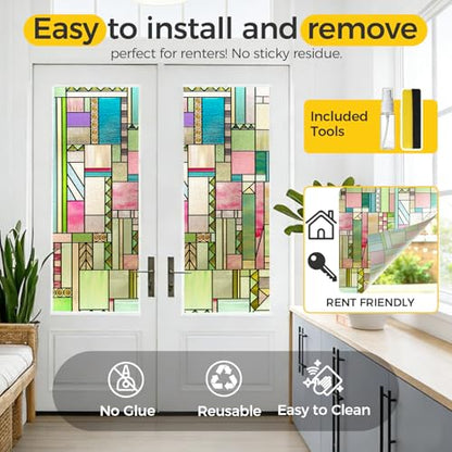 3D Stained Glass Window Privacy Film Decorative Non