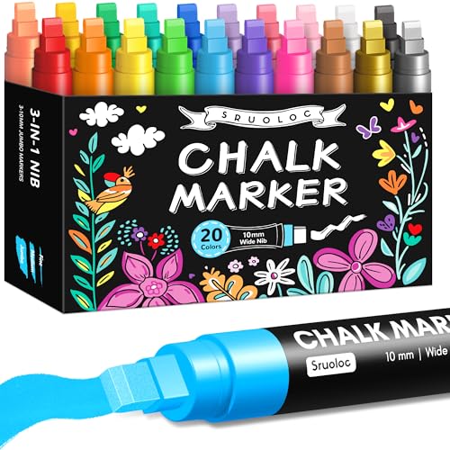 Window Chalk Markers for Glass Washable (20 Count)