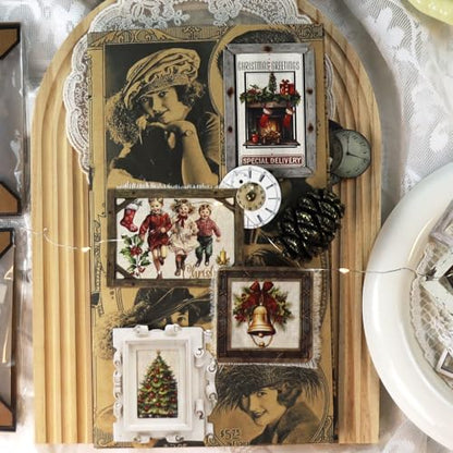 Vintage Junk Journal Items Kit Pre Cut Paper Cards Cutout Cardstock Art Aesthetic Decor Hollow Out Craft Elements Small Embellishments Supplies for Adults Scrapbook Pack