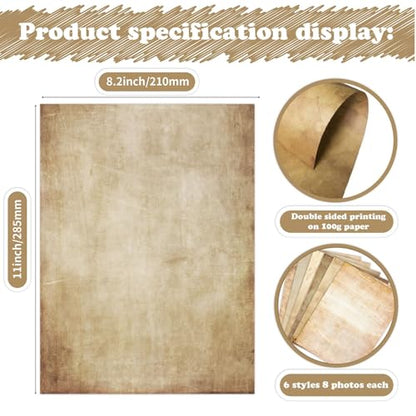 100GSM 48Sheets Vintage Antique Printing Paper (48 Count)