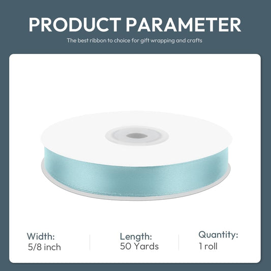 KMER LIFE 5/8" Wide x 50 Yards Baby Blue Single Faced Polyester Satin Ribbon, Baby Blue Satin Ribbon Perfect for Wedding Decor, Wreath, Crafts, Gift Wrapping & Other Projects (Baby Blue) - Crafty Corner
