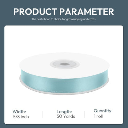 KMER LIFE 5/8" Wide x 50 Yards Baby Blue Single Faced Polyester Satin Ribbon, Baby Blue Satin Ribbon Perfect for Wedding Decor, Wreath, Crafts, Gift Wrapping & Other Projects (Baby Blue) - Crafty Corner