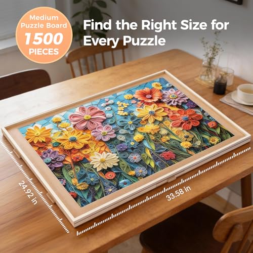 1500 Pieces Rotating Puzzle Board with 6 Drawers and Cover (1500 Count)