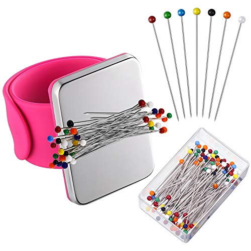 Magnetic Wrist Sewing Pincushion with 100 Pcs 1.5" Pins (101 Count)