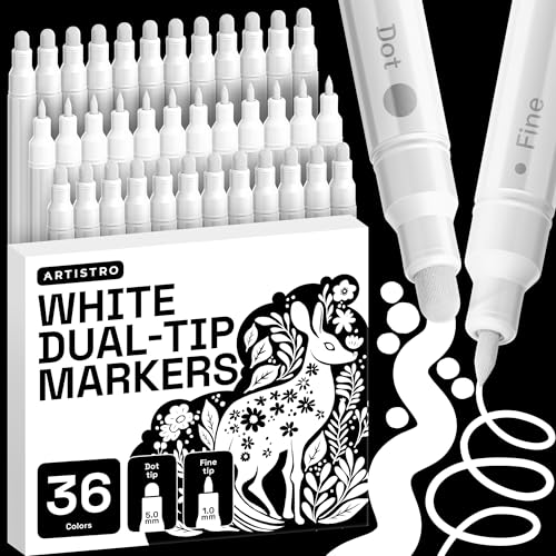 White Dual Tip Acrylic Paint Marker Pens (36 Count)
