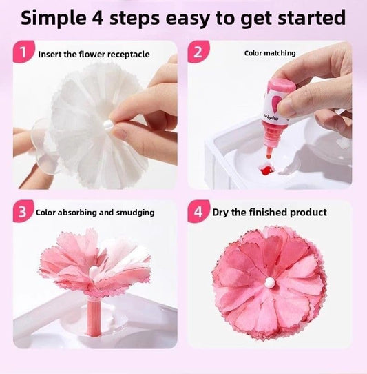 Science Craft Kit: Color Mixing & Dyeing Paper Flower Bouquet for Adults, Teens & Kids 8-12. Handmade Craft for Women's Group Activities & Stem Family Fun, Gift for Birthday Christmas, (Green Florist)