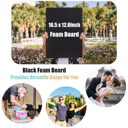20Pack 12" x 16.5" Black Foam Board with 3