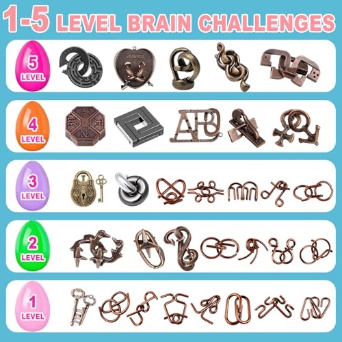 32 Pack Brain Teaser Puzzles & Colorful Easter Eggs (32 Count)