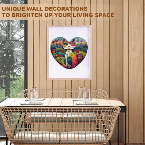 Mosaic Meadow Cat Puzzles Adults Gifts for Women Men Wooden 225 Pieces 13.4 x 11.5in