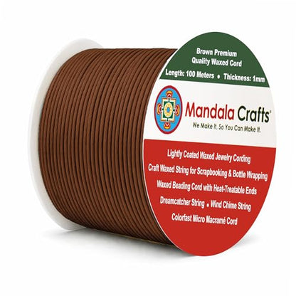 1mm Brown Cotton Waxed Cord for Jewelry Making (328.08 Foot)