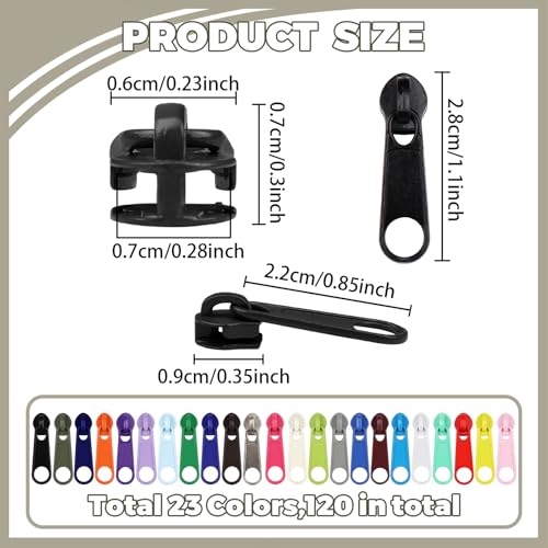 120Pcs Zippers Repair Kit Zipper Replacement 3# Zipper Pull Rescue Kit for Clothing Jackets Purses Luggage Backpacks