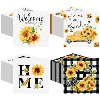 200 Pieces Summer Sunflower Cocktail Napkins 2