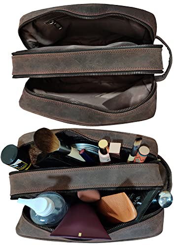 Leather Travel Toiletry Bag for Men