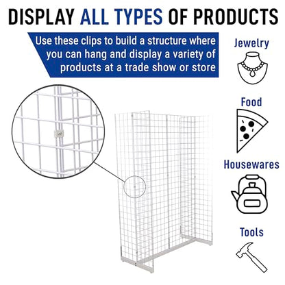 Gridwall Joining Clip Connectors for Grid Panels