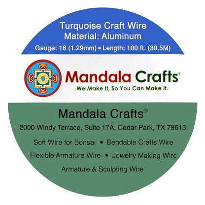 16 Gauge Turquoise Anodized Aluminum Craft Wire (100 Foot)