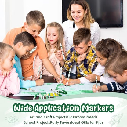 18 Pcs Line Washable Markers Dark Green Fine Tip Markers for Kid (18 Count)