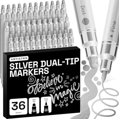 Silver Dual Tip Acrylic Paint Marker Pens (36 Count)