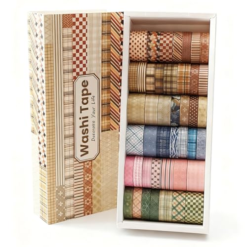Washi Tape Set 42 Rolls Vintage Plaid Colored Decorative Scrapbook Tape