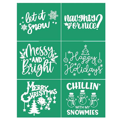 Self Adhesive Silk Screen Stencils Let it Snow Merry Christmas Stencils Christmas Decor Sign Snowflakes Stencils for Wood