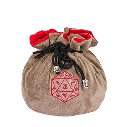 Large Dice Bags D&D with Pockets Khaki Storage Bag for DND RPG Game (4.58 Ounce)