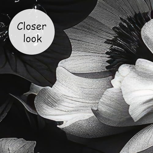 Black Peony Floral Wallpaper Vintage Large Flower wall murals for Bedroom 114"x74"