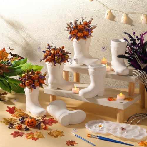 6 Set Halloween Rain Boot Vase Ceramics to Paint (6 Count)