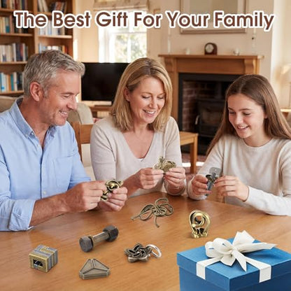 9 Pcs Metal Brain Teasers 3D Steel Puzzle Set (9 Count)