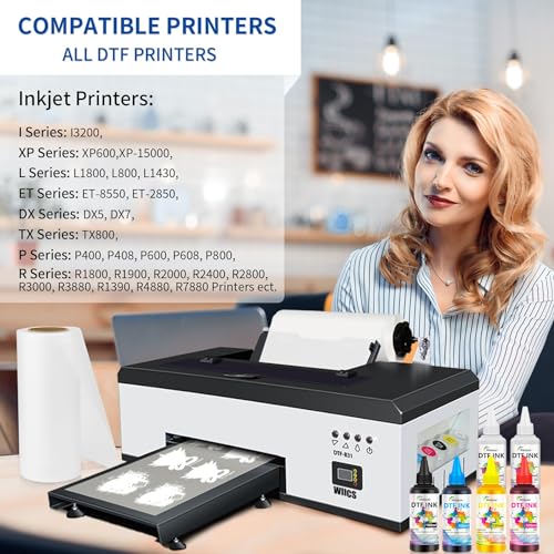 DTF Ink 5Color Kit 1000mlx6 Heat Transfer Ink Refill I3200 ET (202.8841 Fl Oz)